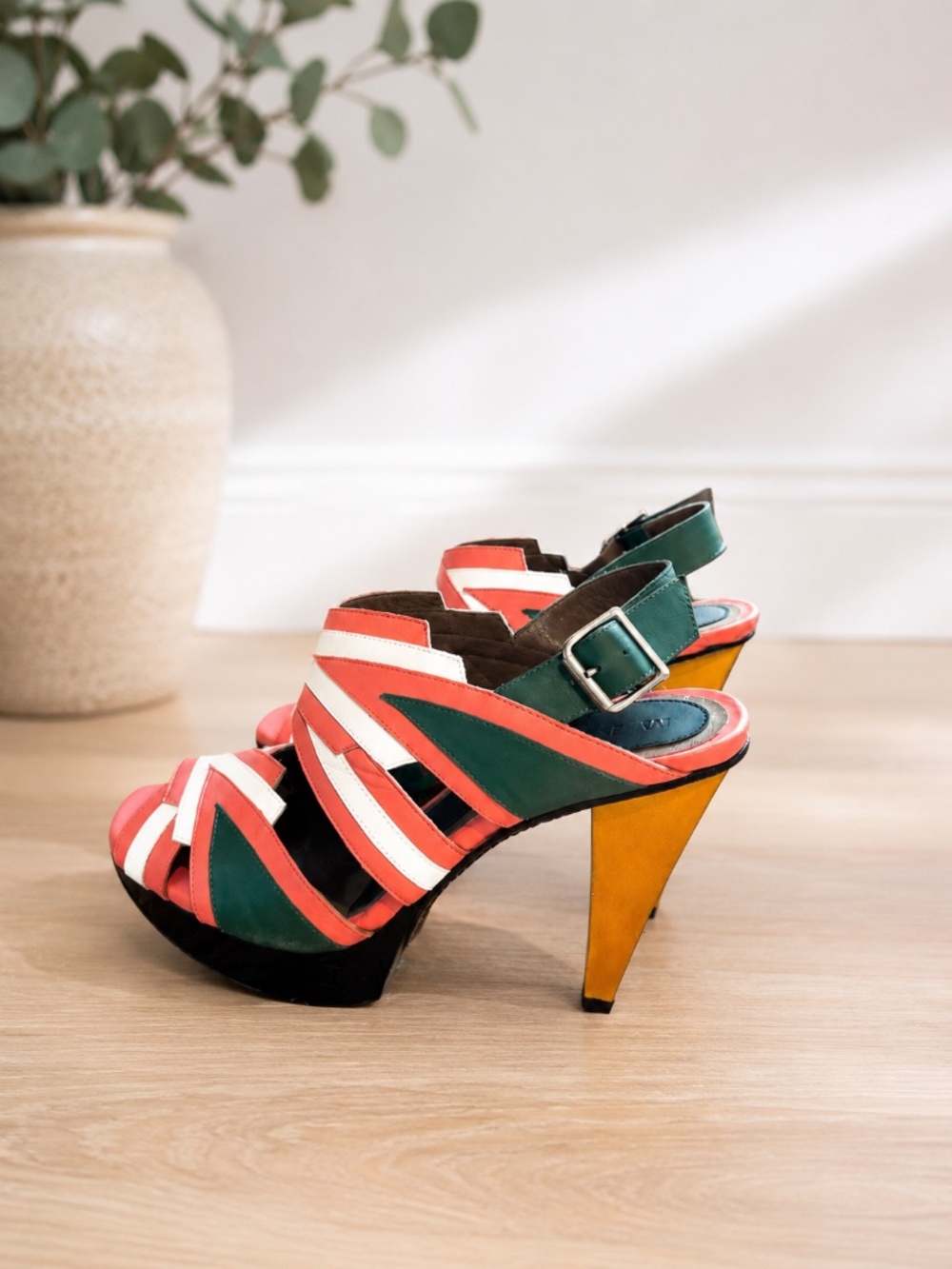 Marni Colorblock Leather Platform Sandals EU 35